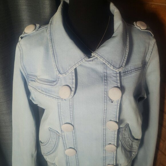 Mike & Chris Women's Denim Jacket (Rare) Light Blue Wash - Size L - Picture 10 of 14